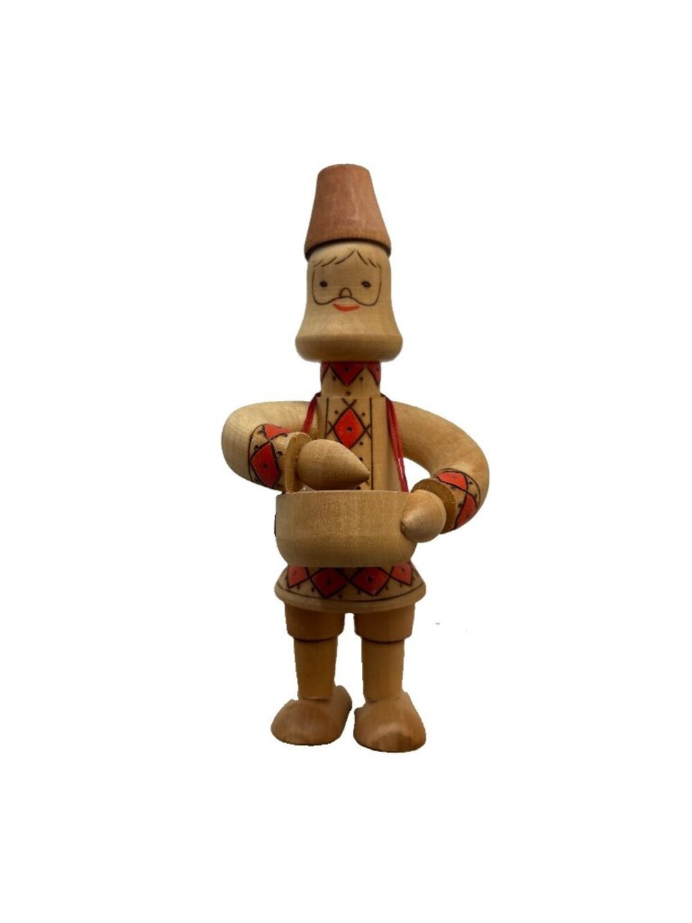Vintage 7” Wood Russian Chef Folk Doll Statue Figure Hand Carved Painted